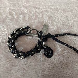 Coach Silver and Black Link Charm Toggle Bracelet